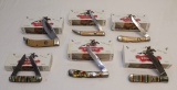 (6) WINCHESTER KNIVES: #10107 CHRISTMAS TREE; #20104 GLITTER STRIPE CELLULO