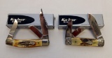 (2) DOG HEAD KA-BAR KNIVES: 3-BLADE BXC90, AND WRA90 DOG HEAD