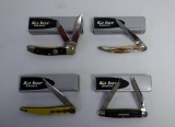 (4) KA-BAR: (2) 2-BLADE AND (2) SINGLE BLADE KNIVES MODEL # MP92, PTP91, TR94, WJK91