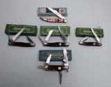 (5) REMINGTON KNIVES, THE FISHERMAN R1615, 1R2WATER FOWL, 1R1 UPLAND, R7 TU