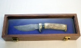 MILLER NAPPANEE DAMACUS BLADE ANTLER HANDLED KNIFE 9
