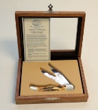CASE WOODEN BOXED WILBUR & ORVILLE  WRIGHT DOUBLE BLADE KNIFE