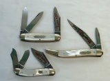 (3) MOTHER OF PEARL FIGHT'N ROOSTER KNIVES NICE 1991 FISH FIGHT'N ROOSTER,