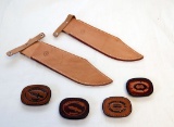 (4) RANDALL BELT BUCKLES, 1995, 1996, 2 OTHERS PLUS 2 KA-BAR BOWIE KNIFE SH