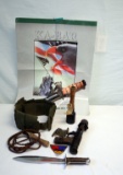 LARGE BLADE, AMMO BELT, MISC PARTS,