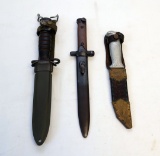 (3) MILITARY KNIVES AND OLD BAYONETS