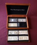 (7) SILVER PROOF SILVER BARS 4 OZ. EACH, $1, $2, $5, $10, $20, $50, AND $10
