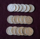 (18) FRANKLIN HALF DOLLARS, VARIOUS DATES