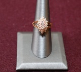 YELLOW GOLD CLUSTER DIAMOND RING 1/2 CT TOTAL WEIGHT