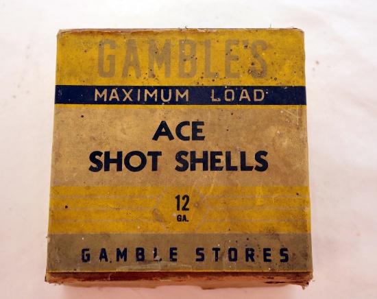 Gambles Ace 12 ga. empty cardboard shell box