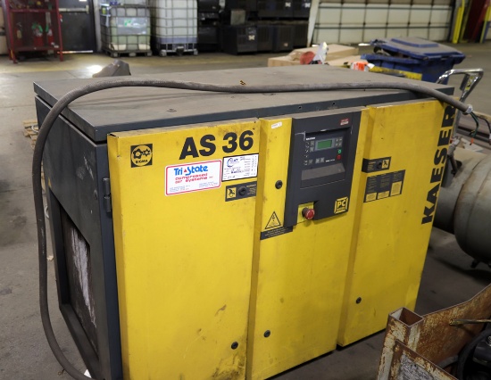 KAESER AS 36 COMPRESSOR WITH AIR TANK, WAS WORKING WHEN PULLED, HOURS UNKNO