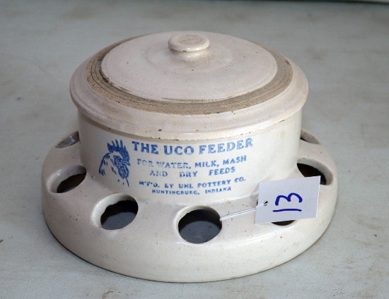 THE UCO STONEWARE 10-HOLE CHICKEN FEEDER/WATERER