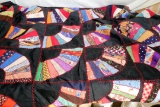 EARLY HAND SEWN CRAZY QUILT, 96