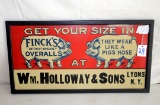 FINCK'S OVERALL'S SIGN, WILLIAM HOLLOWAY, FRAMED 24