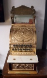 1912 NATIONAL BRASS CASH REGISTER WITH MARBLE SHELF, 9.5
