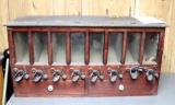 OLD WOODEN HARDWARE STORE AMMO DISPENSER WITH 8 COMPARTMENTS, 25