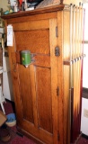 OAK BILLIARD CABINET WITH TWEETEN CHALK DISPENSER,