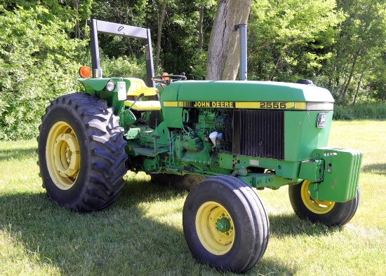 John Deere 2555 wide front diesel tractor, dual rear hydraulics, 3 pt., ROPS canopy, 4,500 hours