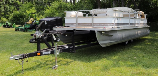 Odyssey Pontoon Boat with Johnson 50 hp Motor, was last on the water in 202