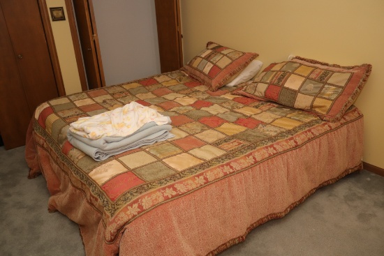 (2) twin bed frames with mattresses, no headboards, mirrored dresser, table lamp and porcelain bride