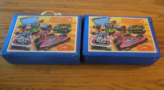 Vintage Matchbox, Corgi and Tootsie Toy cars with (2) Vintage1970's  Matchbox carry cases