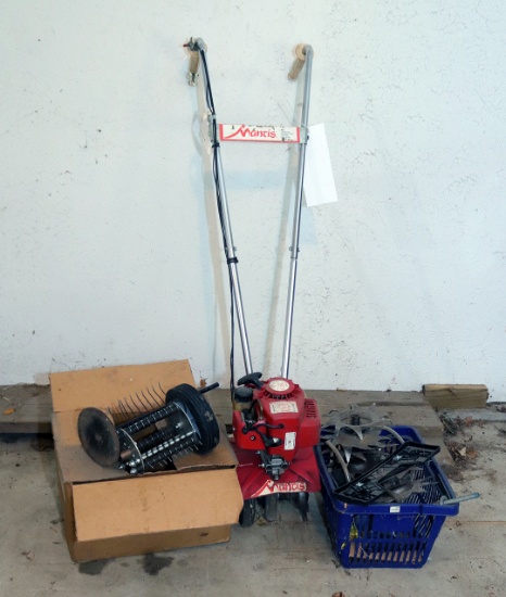 Mantis Tiller with edger & aerator/dethatcher attachments