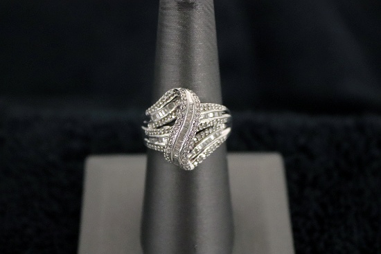 Sterling Silver Ring with Diamonds