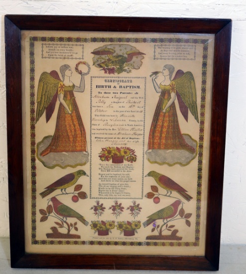 Antique 1800's Birth & Baptism Certificate