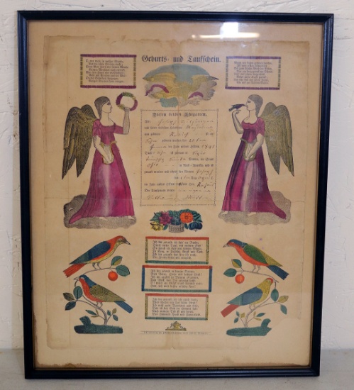 Antique 1800's Birth & Baptism Certificate