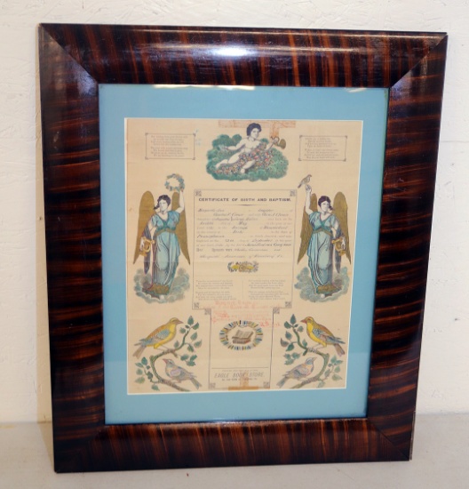 Antique 1800's Birth & Baptism Certificate