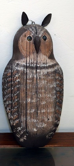 Folk Art Wooden Owl by F & S