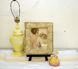Harrison Fisher 1913 Framed Print and Table Lamp Lot