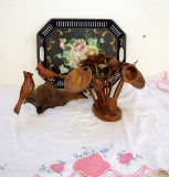 Vintage Painted Serving Tray and other items