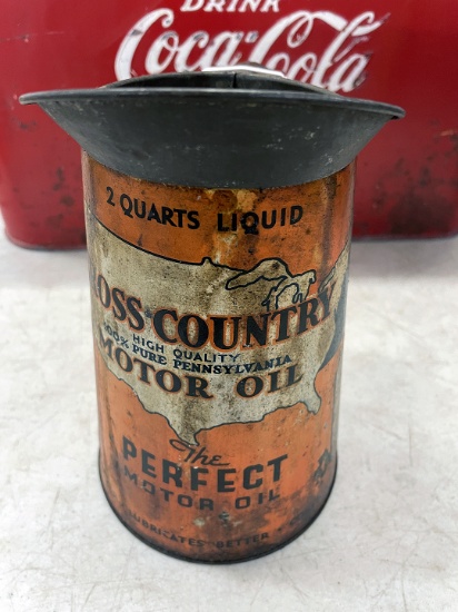 Vintage Cross Country 2-Quart Motor Oil Pour Can