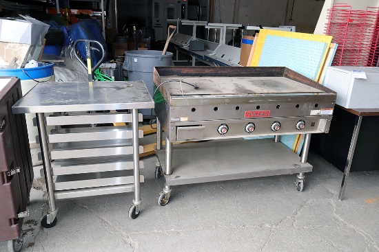 Vulcan Griddle and SS Rolling Cart