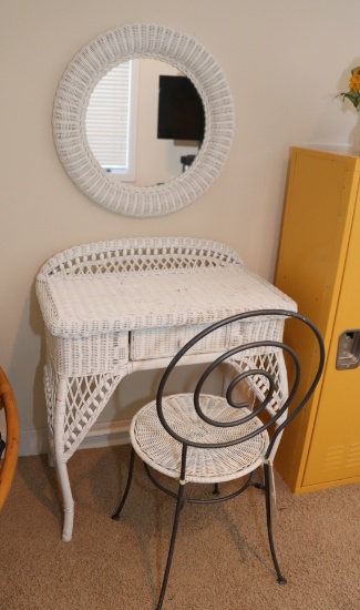 WICKER VANITY SET