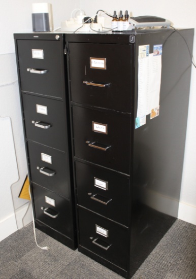 (2) Black 4-Drawer File Cabinets