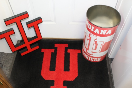 Indiana Items including Trash Can, Wall Decor & Rug