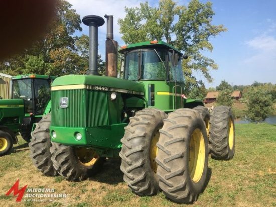 1980 JOHN DEERE 8440 ARTICULATING TRACTOR, 18.4-34 DUALS ALL THE WAY AROUND, 3 PT, PTO, 3 HYDRAULIC