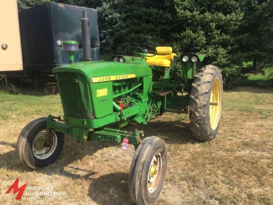 JOHN DEERE 2010 TRACTOR, DIESEL, WF, 2WD, 3PT, PTO, 1 HYDRAULIC REMOTE, 12.4-36 REAR TIRES, S/N 2D10