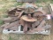 ASSORTED PLOW POINTS, MOLD BOARDS, TAIL WHEELS