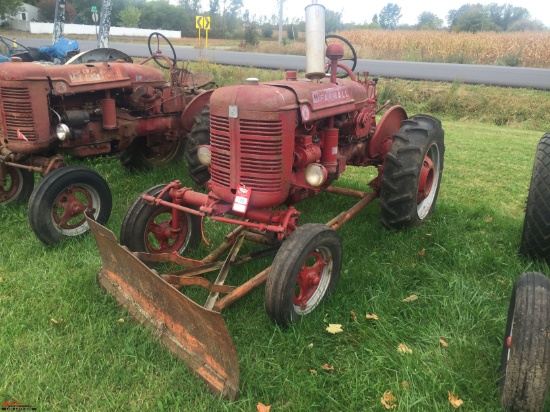 MCCORMICK FARMALL SUPER A TRACTOR, WITH FABRICATED SNOW PLOW, PTO, BELT PULLEY, NON-RUNNING
