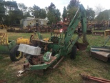 JOHN DEERE BACKHOE MOUNTED ON TRAILER, WITH ITS OWN POWER, TECUMSEH GAS ENGINE, RUNS