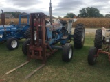 FORD 7600 TRACTOR WITH FRONT FORKLIFT ATTACHMENT, 3 PT PTO, NO TOP LINK, (3) REMOTES, 34