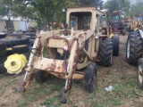 FORD 4500 TRACTOR WITH LOADER ATTACHMENT, HAS CAB WITH NO FRONT GLASS, REAR WEIGHTS, NON-RUNNING