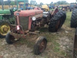 MASSEY FERGUSON 65 TRACTOR, GAS ENGINE, 3 PT PTO, NO TOP LINK, REAR WHEEL IS RUSTED, NON-RUNNING, FO