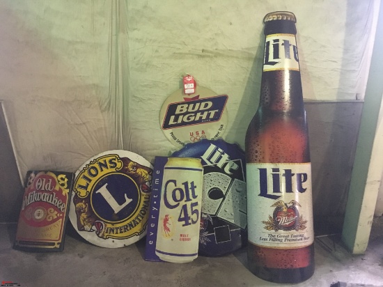 ASSORTED TIN BEER SIGNS (6)