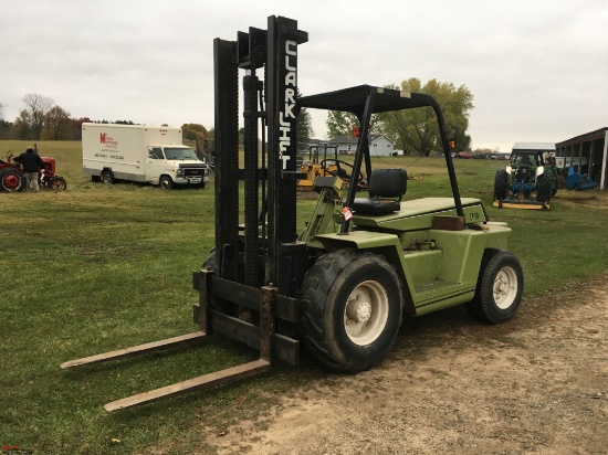 CLARK IT70 ROUGH TERRAIN FORKLIFT, SINGLE STAGE 8' MAST, 48" FORKS, INDUSTRIAL SLANT 6 MOTOR