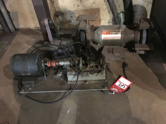 DAYTON 8" BENCH GRINDER, 110V, BENCH MOUNT 1" BELT SANDER, 110V,  ELECTRIC MOTOR 110V