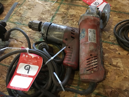 MILWAUKEE 3/8" ELECTRIC DRILL AND HILTI DC500L ELECTRIC GRINDER